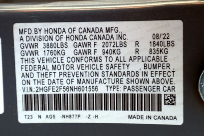2022 Honda Civic Sport