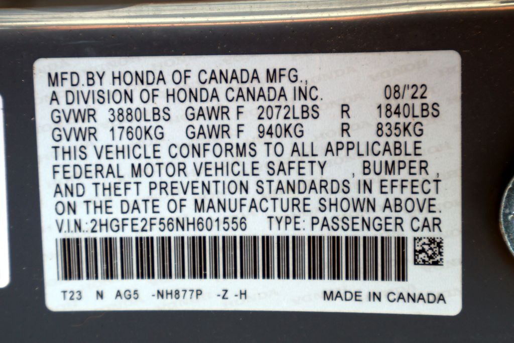 2022 Honda Civic Sport