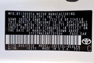 2022 Toyota Corolla LE